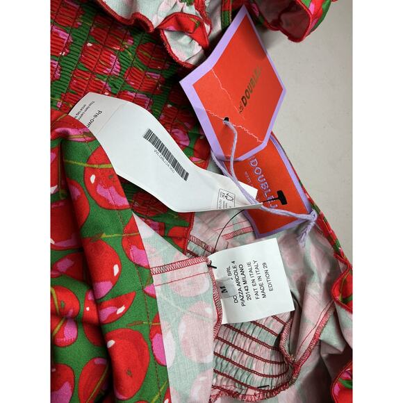 La Doublej Ruffled Smocked Printed Cotton-Blend Poplin Mini Dress Size M - NWT - Picture 4 of 4